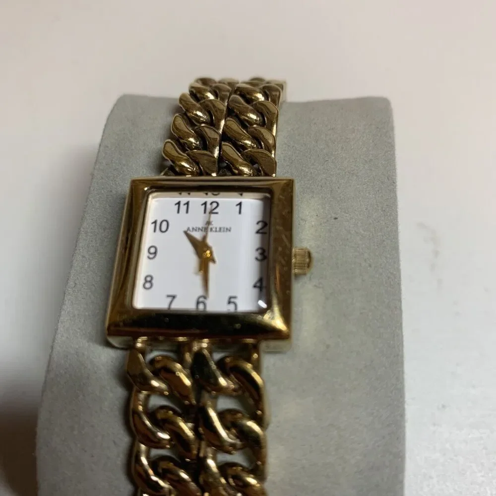 Anne Klein Women's Watch 10/7340 Square Gold Tone Bracelet Band Stainless Steel